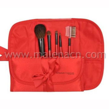 5PCS Cosmetic Makeup Brush with Red Fabric Bag